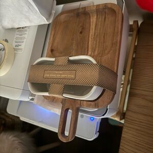 Wood Paddle with Ceramic Bowl Set